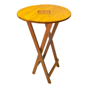 Mesa Bistrô Dobrável de Madeira 60cm Redonda