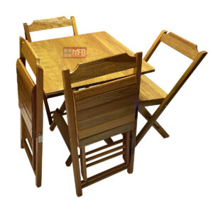 Conjunto de Mesa 70x70cm 4 Cadeiras de Madeira Dobráveis Premium